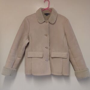 Lands End Women's Tan Sherpa Coat Size Small Petite 6-8